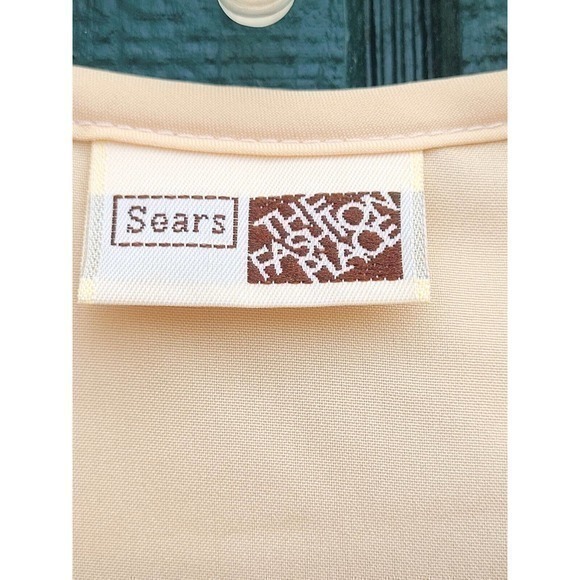 Vintage Sears Beige Poet Ruffle Sleeve, Collar and Button Down Blouse Shirt - Picture 4 of 6